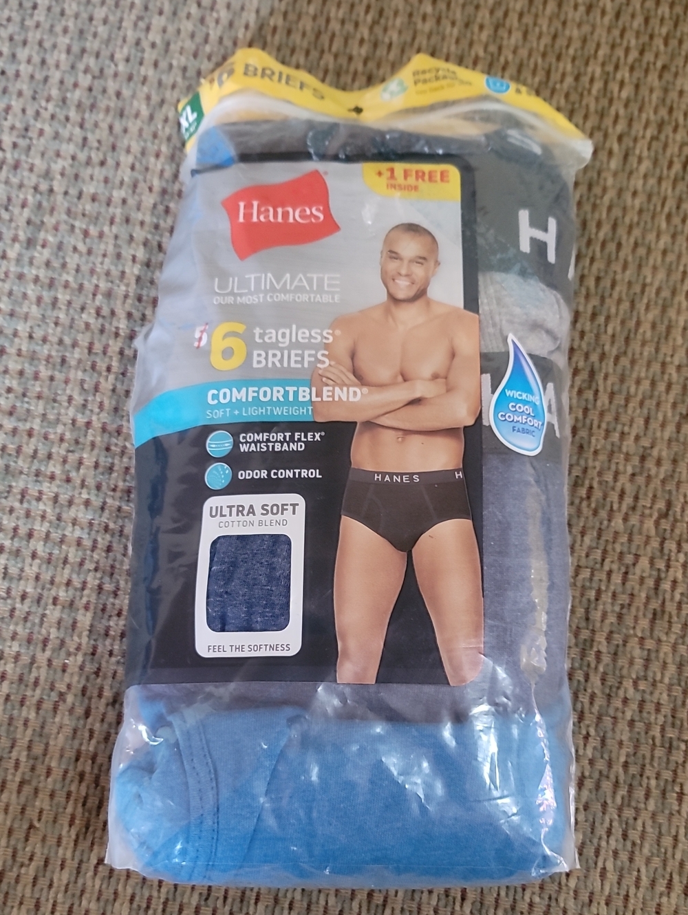 Hanes Men's ComfortBlend Tagless Briefs - Blue & Black (6 Pack)